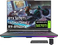 Игровой ноутбук ASUS ROG Strix G16, GeForce RTX 5070 Ti 12 ГБ GDDR7, AMD Ryzen 9 8940HX, 16 ГБ DDR5, SSD 1 ТБ, клавиатура с подсветкой, Wi-Fi 6E, 16-дюймовый WUXGA-дисплей 165 Гц, Windows 11 Pro, серый цвет, док-станция 1 ТБ. 1000026295