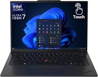 Ноутбук Lenovo ThinkPad X1 Carbon 12-го поколения , оснащенный процессором Intel Ultra 7 155U, 14-дюймовым сенсорным экраном WUXGA со 100% охватом sRGB, 32 ГБ оперативной памяти DDR5, высокопроизводительным SSD-накопителем Gen4 объемом 1 ТБ, камерой FHD+ 1000015041