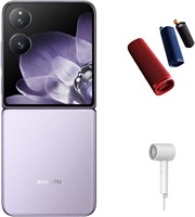 Фиолетовый смартфон Xiaomi Mix Flip 5G с 12 ГБ оперативной памяти и 512 ГБ встроенной памяти. Он оснащен процессором Snapdragon® восьмого поколения 3 и имеет два дисплея: главный 6,86 дюйма и дополнительный 4,01 дюйма, оба с частотой обновления 120 Гц. Ем 1000026946