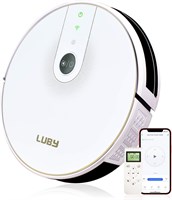 Робот-пылесос LUBY HI5 для уборки шерсти животных с ковров и полов, белый, высокая автономность, дистанционное управление через приложение, самозарядка, 100 минут работы от батареи, белый с цветочным рисунком. 1000027996