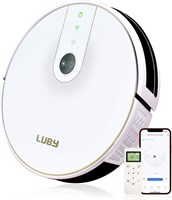 Робот-пылесос LUBY HI5 для уборки шерсти животных с ковров и полов, белый, высокая автономность, дистанционное управление через приложение, самозарядка, 100 минут работы от батареи, белый с цветочным рисунком. 1000028032
