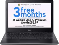 Черный Acer Chromebook 311 CBOA311-1H с процессором Intel Celeron N4500, 4 ГБ оперативной памяти и 64 ГБ встроенной памяти eMMC. Интегрированная графика, 11,6-дюймовый HD-дисплей и операционная система Chrome OS 1000028443