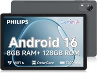 Планшет Android 11? – Philips T7310, 8 ГБ ОЗУ + 128 ГБ ПЗУ, расширяемая память до 1 ТБ, восьмиядерный процессор T616, аккумулятор 7200 мАч, HD-дисплей с защитой глаз, Wi-Fi 6, двойная камера, Android 16, Gemini AI, GPS, Wi-Fi 6, Bluetooth 5.2 1000028474