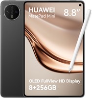 Планшет HUAWEI MatePad Mini, 8,8-дюймовый гибкий OLED-дисплей, пиковая яркость 1800 нит, вес 255 г и толщина 5,1 мм, 8+256 ГБ, аккумулятор 6400 мАч, быстрая зарядка 66 Вт SuperCharge, фронтальная камера 32 МП, Notes, WiFi-7, 2026 (черный) + FOC 1000028484