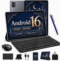 Планшет TABWEE 10 дюймов, Android 16, с клавиатурой, 24 ГБ ОЗУ (8+16 ГБ расширенной памяти), 256 ГБ ПЗУ (2 ТБ TF-карта), восьмиядерный процессор, Android-планшет 2-в-1, Wi-Fi 5G, аккумулятор 5000 мАч, GPS, Gemini AI, цвет «Космический серый» 1000028489