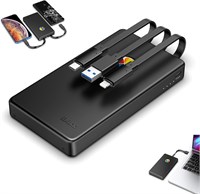 iDisk? Сертифицированный MFi 2 ТБ с встроенными кабелями USB 3.0/Type-C/Lightning 3? Внешний жесткий диск для iPhone 16/15 и iPad/Mac/мобильных устройств с USB-C/ПК, портативное хранилище данных для телефона для резервного копирования фотографий/видео 1000029966