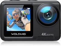 Спортивная камера WOLFANG GA420 с двумя экранами, разрешением 4K 60 кадров в секунду, 24 МП, водонепроницаемостью до 10 м (корпус)/40 м, Wi-Fi веб-камерой, двойным микрофоном, пультом дистанционного управления, электронной стабилизацией изображения (EIS), 1000030139