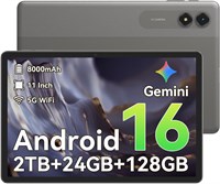 Планшет Android 16, 11-дюймовый, с 24 ГБ ОЗУ и 128 ГБ ПЗУ, восьмиядерным процессором T7250, дисплеем 90 Гц, аккумулятором 8000 мАч с быстрой зарядкой и обратной зарядкой OTG, планшеты Gemini AI, умной камерой, 4-летней гарантией 1000030820