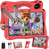 Детский планшет 9 дюймов, Android 15, 30 ГБ ОЗУ + TF 2 ТБ, 5G Wi-Fi, восьмиядерный процессор, Widevine L1, GPS, Face ID, блокировка от детей, аккумулятор 5000 мАч, разрешение 1340 x 800, Bluetooth 5.0, детский планшет с чехлом из ЭВА — красный. 1000030967
