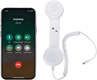 Классическая гарнитура для видеозвонков по мобильному телефону в белом цвете, с проводным приемником Type-C, регулятором громкости и микрофоном, в стиле ретро-телефонной трубки 1000031930