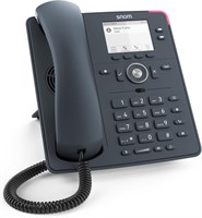 Snom D140 VoIP phone in the color "slate gray" features a 2.8-inch LCD screen, HD audio, 2 SIP identities, PoE Class 1, IPv4/IPv6, OpenVPN, programmable keys, and built-in Ethernet switch 1000032157