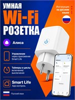Интеллектуальное устройство для подключения к Wi-Fi с функцией таймера, совместимое с голосовым помощником Алиса, приложением Smart Life, способное выдерживать нагрузку до 16 ампер, степень защиты IP20, предназначенное для использования в аквариумах, авто 1000032270