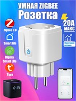 Умная розетка ZigBee 3.0 EU 20A с функцией голосового помощника, программируемым таймером и возможностью мониторинга 1000032308