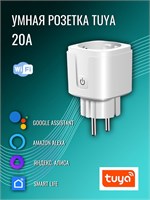 Умная розетка Tuya Wi-Fi 20A с функцией отслеживания потребляемой мощности 1000032414