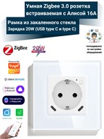 Встроенная умная розетка с поддержкой Алисы 16А Tuya Zigbee 3.0, оснащенная быстрым зарядным устройством USB с двумя разъемами типа C, обеспечивающими 20 Вт 1000032510