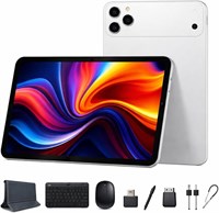Планшет Modio M47 10,1 дюйма, Android 15, 12 ГБ ОЗУ, 512 ГБ памяти, аккумулятор 10000 мАч, две SIM-карты, фронтальная камера 8 Мп + тыловая камера 20 Мп, клавиатура и мышь в комплекте – оранжевый (серебристый) 1000033004