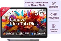 Планшет Idea Tab Plus со стилусом | Wi-Fi + 5G | 12,1-дюймовый дисплей 2,5K, пиковая яркость 800 нит | 12 ГБ ОЗУ + 256 ГБ ПЗУ (расширяемое до 2 ТБ) | Dimensity 6400 (Luna Grey) (восстановленный) 1000033011