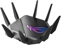 ASUS ROG Rapture GT-AXE11000 Трехдиапазонный WiFi 6E расширяемый игровой маршрутизатор, диапазон 6 ГГц, порт 2,5G, трехуровневое ускорение игр, VPN Fusion, сетевая безопасность без подписки, совместимость с AiMesh — черный 1000033421
