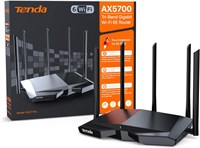 Маршрутизатор Tenda AXE5700 Tri-Band WiFi 6E (RX27 Pro), диапазон 6 ГГц, мощные антенны 5 * 6dBi, широкое покрытие, интеллектуальная диагностика, полоса пропускания 160 МГц, до 200 устройств 1000033437
