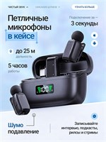 Два беспроводных микрофона с шумоподавлением, предназначенных для использования с айфоном, включают в себя петлички 1000033734