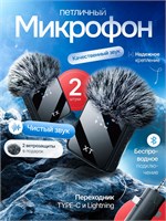 В комплекте представлены два беспроводных петличных микрофона Type-C, совместимых с устройствами Android и iPhone 1000033986