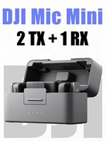 Набор DJi Mic Mini для мобильного устройства включает в себя два передатчика, один приемник и чехол для зарядки, выполненные в черно-сером цвете 1000034048