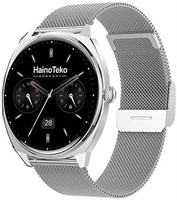 Смарт-часы HainoTeko HainoTeko-16 ультратонкие, водонепроницаемые, с AMOLED-дисплеем, Bluetooth, 3 ремешками и зарядным кабелем, подходят для женщин и мужчин (серебристые) 1000034160