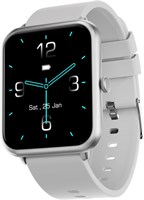 Смарт-часы Fire-Boltt Ring с Bluetooth, функцией звонков, датчиком SpO2 и 1,7-дюймовым металлическим корпусом, мониторингом уровня кислорода в крови, непрерывным измерением пульса, сенсорным управлением и несколькими циферблатами (серый), размер M (Bsw005 1000034190