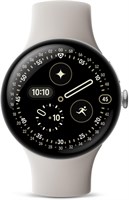 Google Pixel Watch 4 (41 мм) — умные часы на Android с отслеживанием сердечного ритма и сна — 30 часов работы от батареи — отслеживание физической активности — искусственный интеллект Google — корпус из полированного серебристого алюминия — фарфоровый рем 1000034241