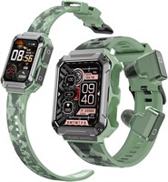 Смарт-часы WatchOut WearPods для подростков с беспроводными наушниками, GPS-трекером, хранилищем музыки, измерением пульса, постоянно включенным HD-дисплеем, лучшими наушниками и смарт-часами в одном подарке для поколения Z (цвет «военный зеленый») 1000034244