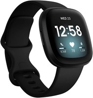 Fitbit Versa 3, умные часы для здоровья и фитнеса с GPS, круглосуточным измерением пульса, голосовым помощником и временем автономной работы до 6+ дней, черный/черный алюминиевый корпус 1000034249