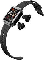 Смарт-часы WatchOut WearPods для подростков с беспроводными наушниками, GPS-трекером, хранилищем музыки, измерением пульса, постоянно включенным HD-дисплеем, лучшими наушниками и смарт-часами в одном подарке для поколения Z (Black Commando) 1000034253