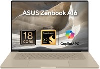 Ноутбук ASUS Zenbook A16 AI (цвет «Забриски») | Процессор Snapdragon X2 Elite Extreme X2E94100, 16-дюймовый OLED-дисплей 3K, 48 ГБ ОЗУ, SSD 1 ТБ, NPU Qualcomm Hexagon с производительностью до 80 TOPS, Windows 11 [UX3607OA-SQ013W] 1000034642