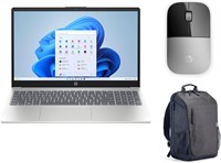 Ноутбук HP 15-fd0325ne | Intel Core 5 120U | 15,6-дюймовый FHD IPS-экран | 24 ГБ DDR5 | 512 ГБ PCIe SSD | Windows 11 Home | Клавиатура с подсветкой (английский/арабский) | В комплекте беспроводная мышь Z3700 серебристого цвета и дорожный рюкзак 18 л 1000034648