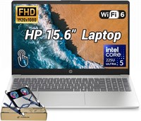 Ноутбук HP 15,6” FHD с сенсорным IPS-экраном и поддержкой ИИ, мощный 12-ядерный процессор Intel Core Ultra 5 225U, 16 ГБ оперативной памяти DDR5, 512 ГБ встроенной памяти, MS Office, веб-камера с затвором, клавиша AI Copilot, Windows 11H, с охлаждающей по 1000034680