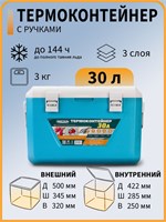 Термобокс Biostal (30 литров) цвета бирюза CB-30B с удобными ручками - это изотермический контейнер 1000034460