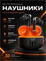Беспроводные наушники TWS в черном цвете подходят как для устройств Android, так и для iOS. Работают по технологии Bluetooth 6.0 1000034948