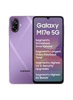 Смартфон Samsung Galaxy M17e 5G (фиолетовый, 6 ГБ ОЗУ, 128 ГБ памяти) | Плавная частота обновления 120 Гц | Мощный аккумулятор 6000 мАч | IP54 | Обновления ОС до 6-го поколения | Искусственный интеллект | Gemini Live | Без зарядного устройства 1000035218
