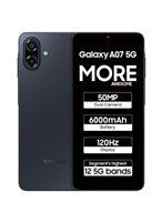 Смартфон Samsung Galaxy A07 5G (черный, 8 ГБ ОЗУ, 256 ГБ памяти) | Частота обновления 120 Гц | Мощный аккумулятор 6000 мАч | Двойная 50-мегапиксельная камера | Обновления ОС 6-го поколения | Knox Vault 1000035436