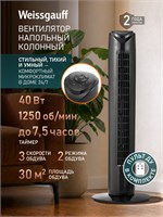 Вентилятор Weissgauff колонный WFC-80 B обладает мощностью 40 Вт и имеет 3 режима скорости. Его можно управлять с помощью дистанционного пульта, а также выбрать один из двух режимов обдува. Таймер позволяет установить время работы до 7,5 часов. Вентилятор 1000035100