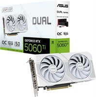 Видеокарта ASUS DUAL 5060TI OC EDITION 16GB GDDR7 WHITE PCIE5.0 2 FAN GAMING GRAPHIC CARD, DUAL-RTX5060TI-O16G-WHITE, 90YV0MH6-M0NA00, 199291179974, 4711636179973 1000036298