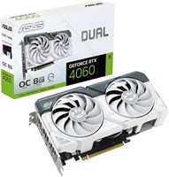 ASUS Dual GeForce RTX™ 4060 OC White Edition 8GB GDDR6 (PCIe 4.0, 8GB GDDR6, DLSS 3, HDMI 2.1a, DisplayPort 1.4a, 2.5-слотовая конструкция, вентилятор Axial-tech, технология 0dB и многое другое) 1000036405