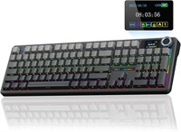 Механическая игровая клавиатура AULA F108 PRO с экраном и регуляторами, беспроводная клавиатура с мягким покрытием и аккумулятором 8000 мАч, предварительно смазанные переключатели, колпачки клавиш из PBT-пластика с боковой печатью, RGB-подсветка, возможно 1000036678