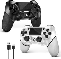 Комплект из двух контроллеров AceGamer для PS4? Беспроводной контроллер для PS4/Pro/Slim/PC? Геймпад-джойстик с функцией Turbo/кнопкой Back/двойной вибрацией/6-осевым гироскопом/сенсорной панелью (черно-белый) 1000036684