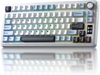 Беспроводная игровая клавиатура AULA S75 PRO с экраном и регулятором, трехрежимная клавиатура с возможностью горячей замены клавиш (75%), переключатели Astral, RGB-подсветка, колпачки клавиш из PBT-пластика с боковой печатью, приятное звучание (G Blue) 1000036743