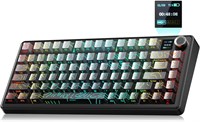 Беспроводная механическая игровая клавиатура Aula F75 MAX с интеллектуальным дисплеем и регуляторами, 75% клавиатура с возможностью горячей замены переключателей, RGB-подсветка, предварительно смазанные линейные переключатели, колпачки клавиш из PBT-пласт 1000036776