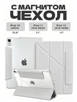 Чехол для iPad 11 2025 A16 (11'') и iPad 10 2022 (10,9'') имеет полупрозрачную матовую заднюю панель, которая не оставляет отпечатков пальцев. В комплекте идет защитная плёнка в подарок. Чехол выполнен в светло-сером цвете 1000036950