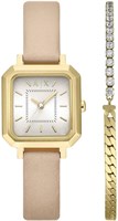Набор аналоговых кварцевых наручных часов Armani Exchange AX7172SET Leila для женщин, размер корпуса 27 мм, кремовый/телесный цвет 1000037232