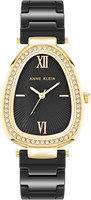 Женские аналоговые кварцевые наручные часы Anne Klein весна-лето 2024 с удлиненным овальным керамическим ремешком, размер 36 мм, черный/черный 1000037446