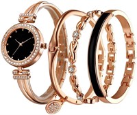 Набор MAKINGTEC Elegante: часы и браслет для женщин, часы и браслет с блестками и кристаллами, из нержавеющей стали, наручные часы и 3 браслета для девочек. Подарок на выпускной 1000037456